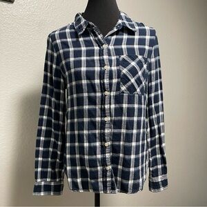 Forever 21 Women’s Long Sleeve Blue Plaid Button Up LARGE
